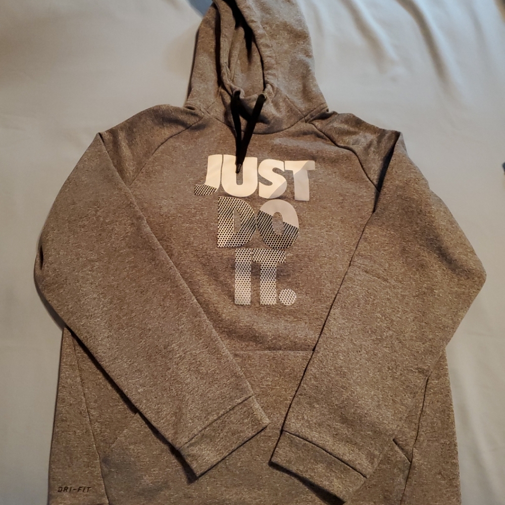 Nike Therma Dri Fit Pullover Hoodie Just Do It Print Men’s Size M (GRAY)